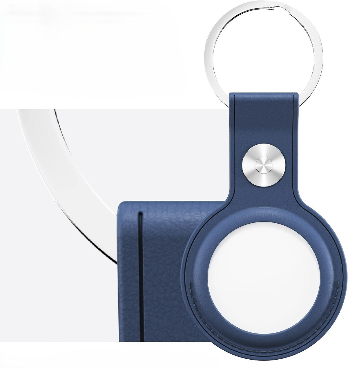Shop KeyBudz AT2_S1_CBB Cobalt Blue AirTag keyrings. 2-pack with genuine leather holders, metal rings and secure snap closures for Apple AirTag.