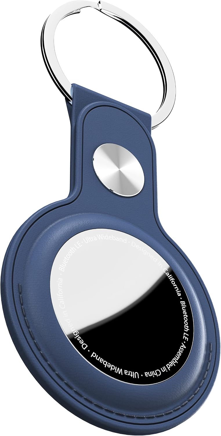 Shop KeyBudz AT2_S1_CBB Cobalt Blue AirTag keyrings. 2-pack with genuine leather holders, metal rings and secure snap closures for Apple AirTag.