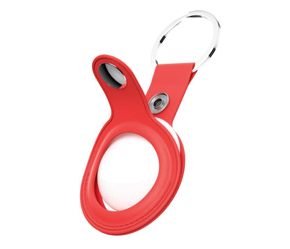 Shop KeyBudz AT2_S1_RED red leather AirTag keyrings. 2-pack with genuine leather holders, metal hardware and secure snap closures for Apple AirTag.