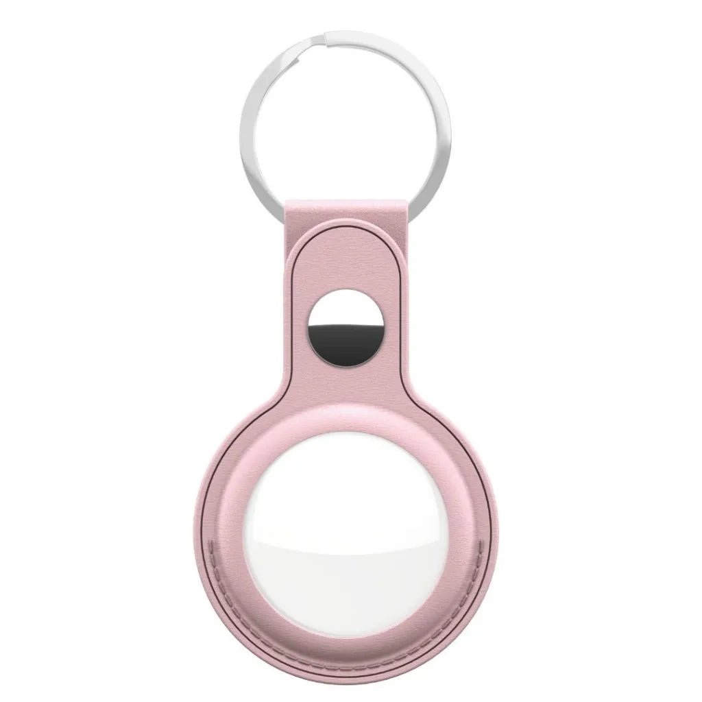 Shop KeyBudz AT2_S1_BLP blush pink AirTag keyrings. 2-pack with genuine leather holders, metal rings and secure snap closures for Apple AirTag.