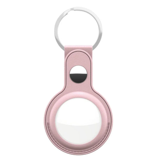Shop KeyBudz AT2_S1_BLP blush pink AirTag keyrings. 2-pack with genuine leather holders, metal rings and secure snap closures for Apple AirTag.