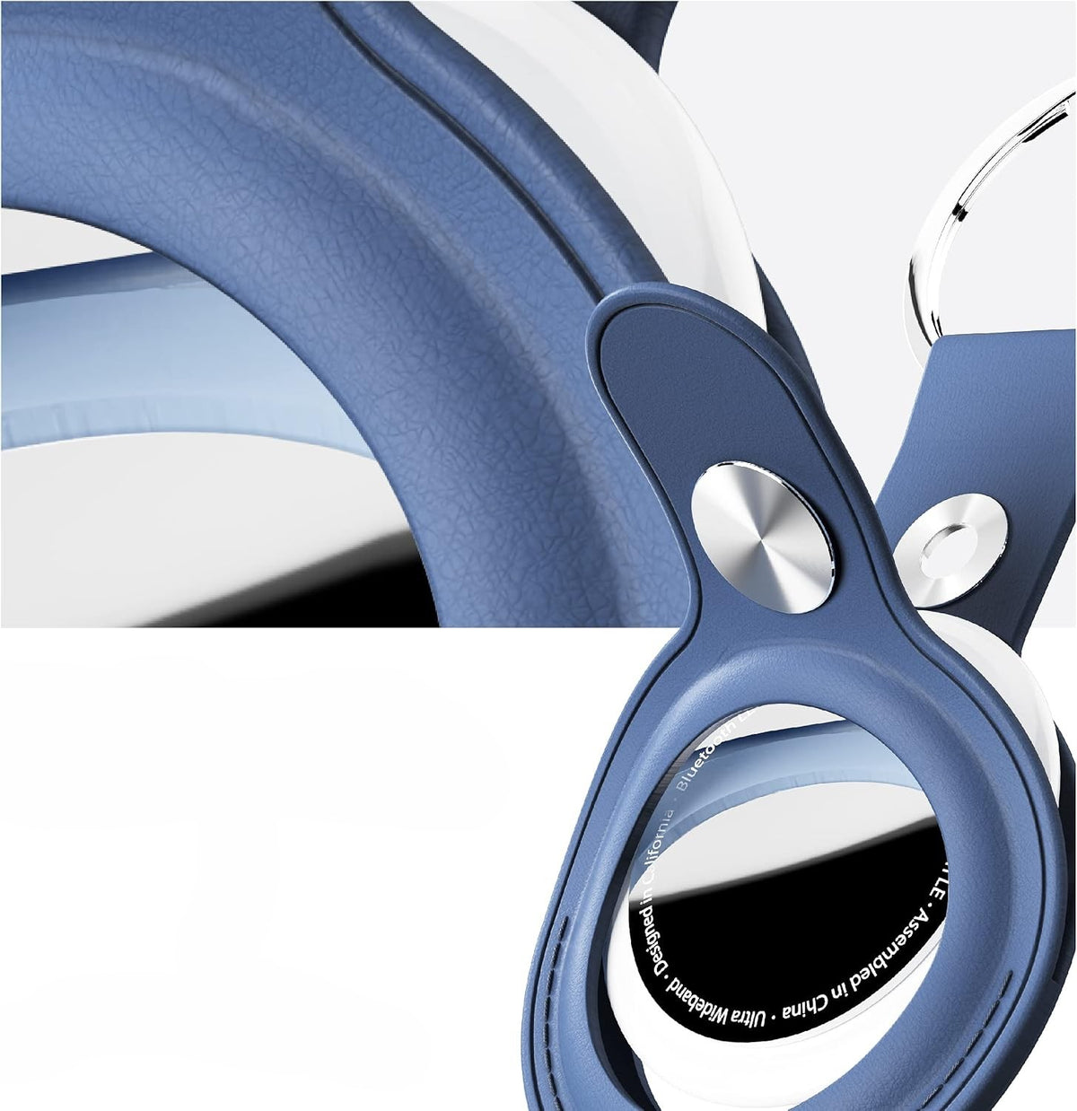 Shop KeyBudz AT2_S1_CBB Cobalt Blue AirTag keyrings. 2-pack with genuine leather holders, metal rings and secure snap closures for Apple AirTag.