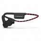 OPN Sound Dashlyte+ matte black open-ear headphones with red LED strip on white background. OPN Sound OS4500BL Dashlyte+ black open-ear headphones with LED safety lights