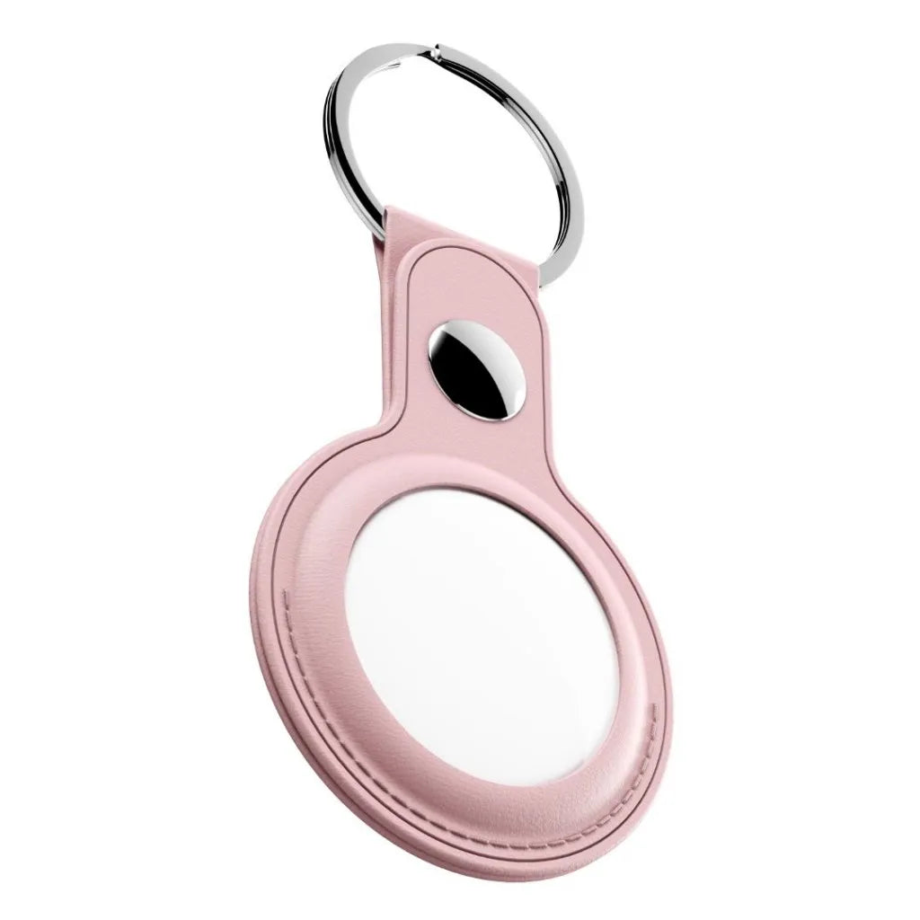 Shop KeyBudz AT2_S1_BLP blush pink AirTag keyrings. 2-pack with genuine leather holders, metal rings and secure snap closures for Apple AirTag.