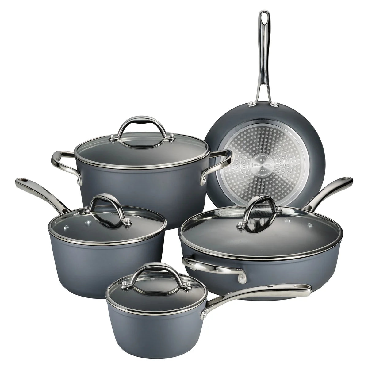 Tramontina 80110/029DS 9-piece induction nonstick cookware set Slate Gray