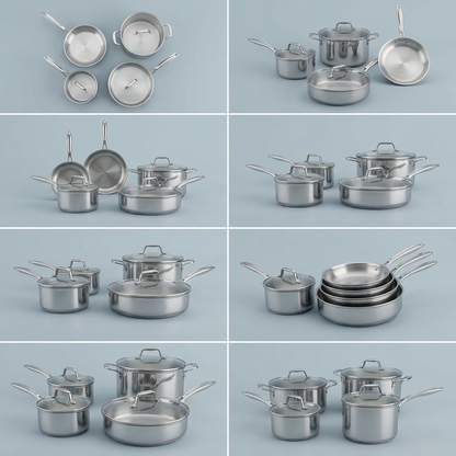 Tramontina 80154/011DS cookware set shown from multiple angles