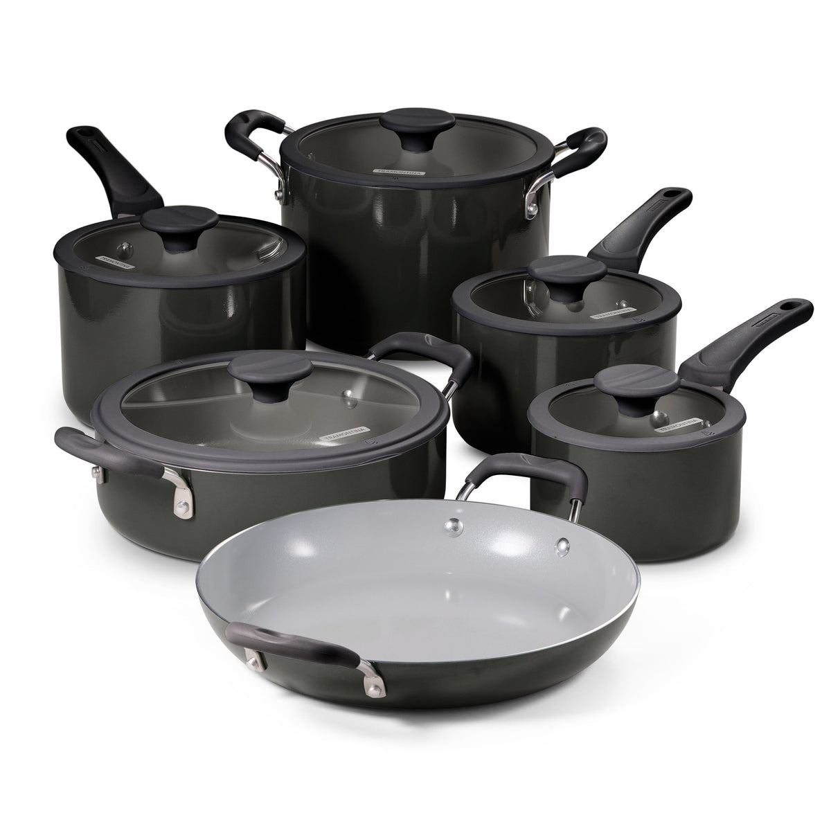 Tramontina 80156/144DS 11-piece ceramic nonstick cookware set Dark Gray