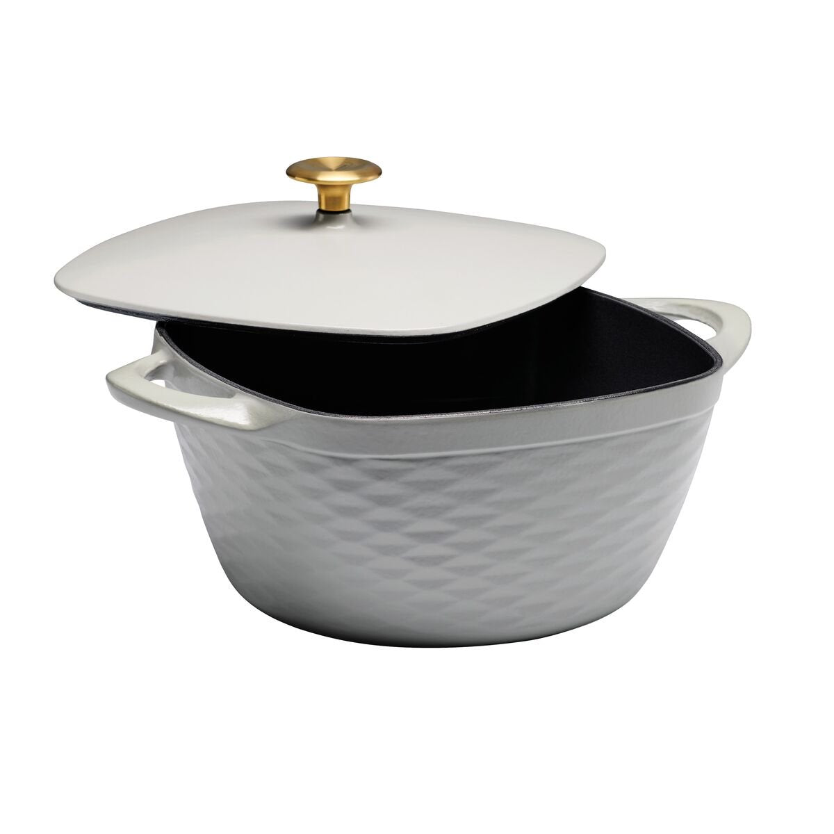 Tramontina Prisma 7 Qt square Dutch oven matte gray with black enamel interior
