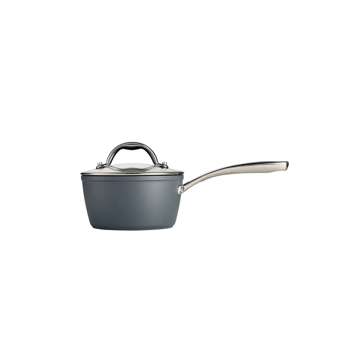 Tramontina Slate Gray covered nonstick saucepan with glass lid