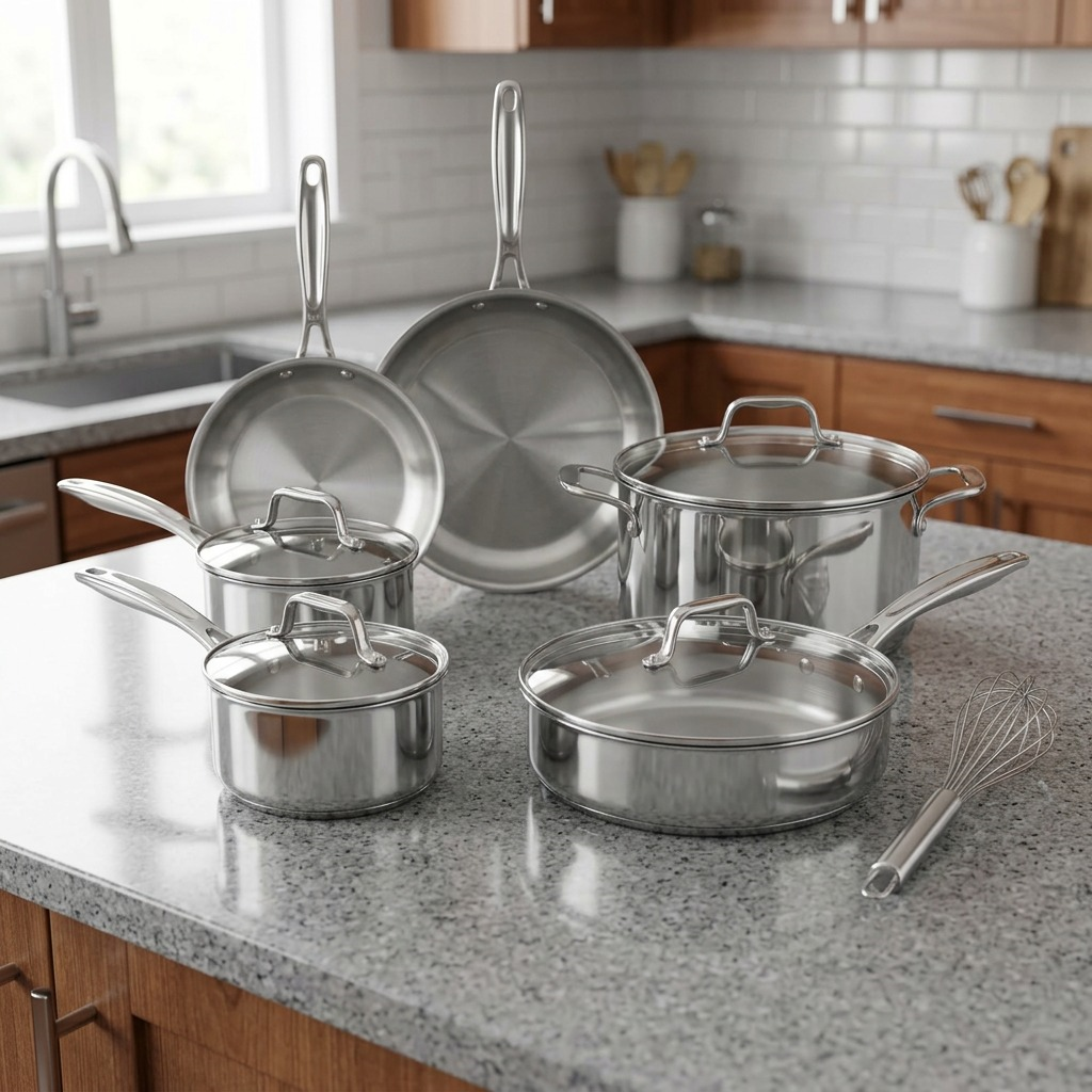 : Tramontina Tempo 80154/011DS tri-ply stainless steel 10-piece cookware set
